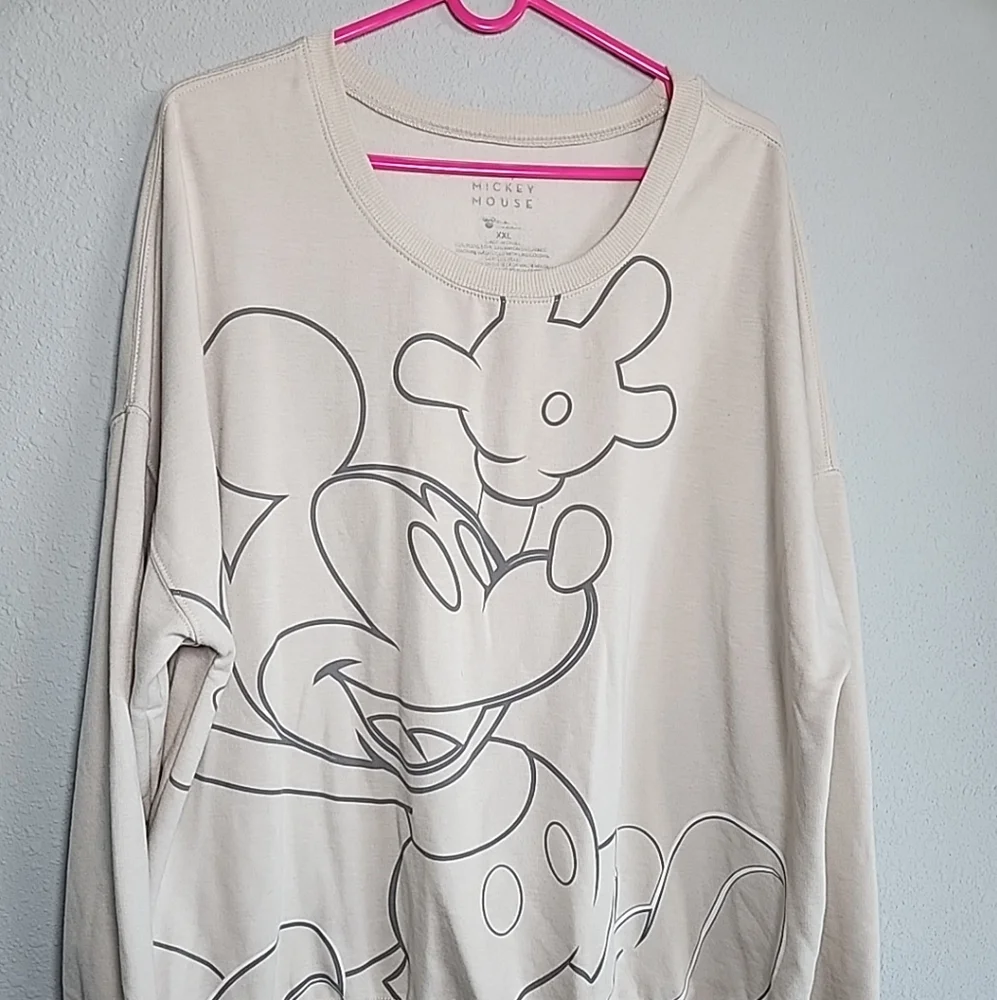 Disney Mickey Mouse Women Sweatshirt Sz XXLBeige Round Neck Long Sleeve Pullover - Picture 4 of 8